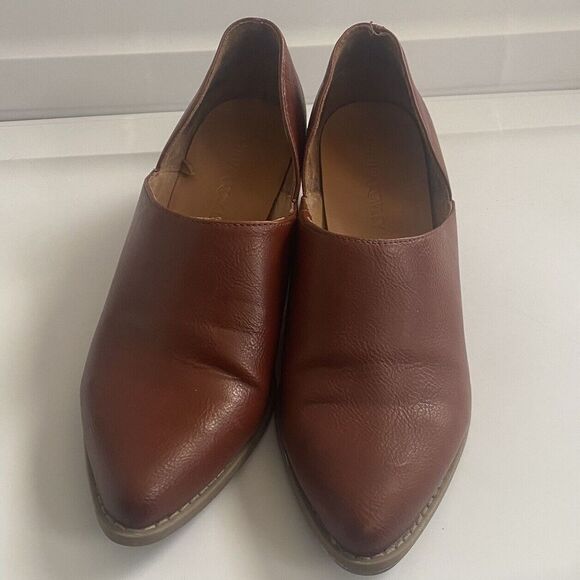 Cynthia Rowley Ankle Boots Cognac Color Eddie Slip-ons Block Heels Size 9 - Picture 3 of 15